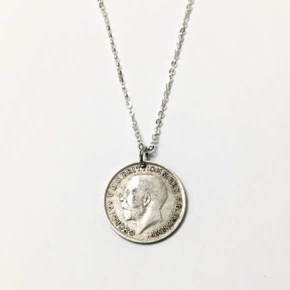 Antique 1918 “925 Sterling Silver” Coin Necklace — 18-inch 925 Sterling Chain - Picture 2 of 5